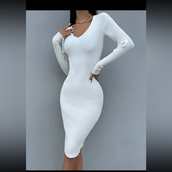Ribbed Knit Sweater Dress - Picture 1 of 7